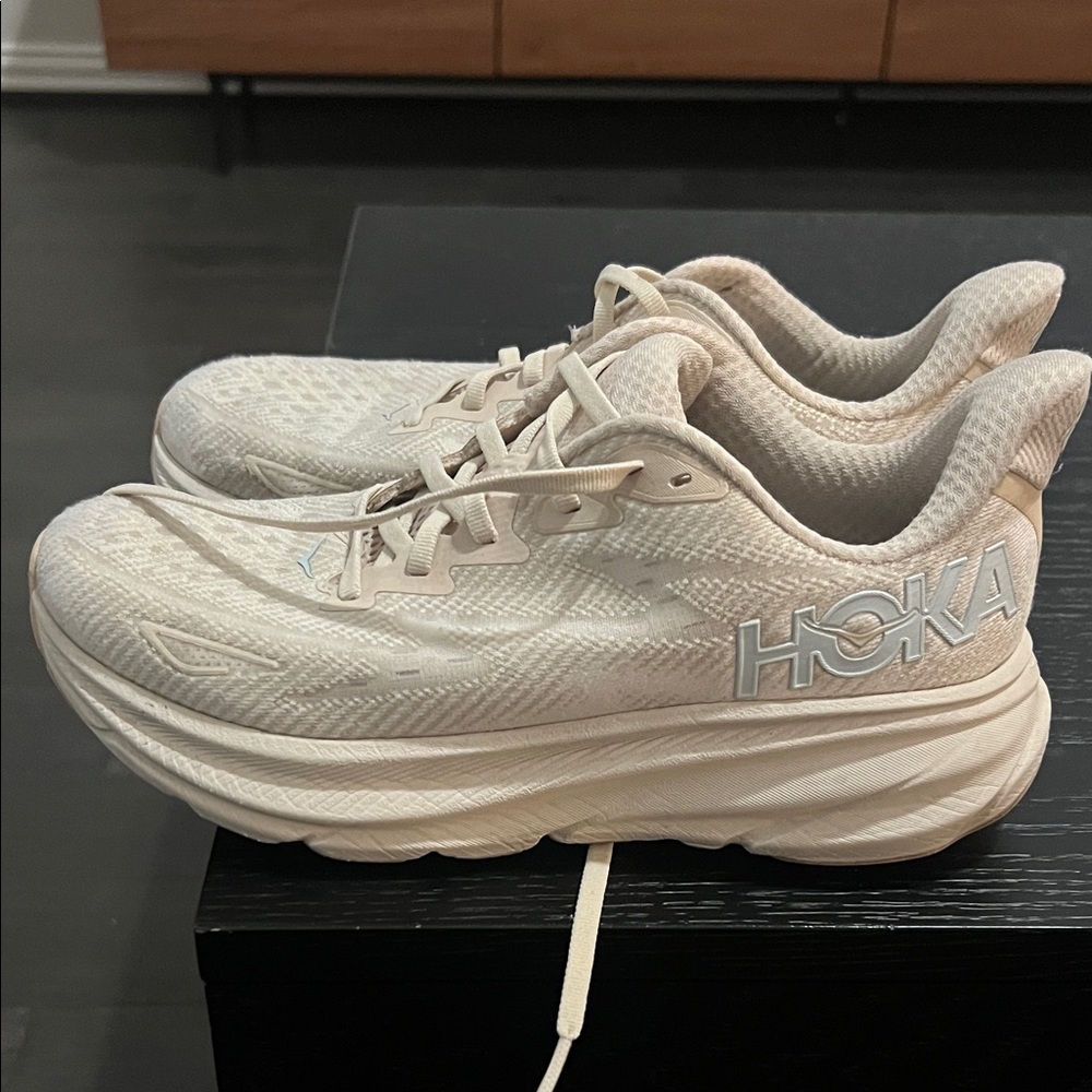 Hoka Cream Athletic Sneakers 8